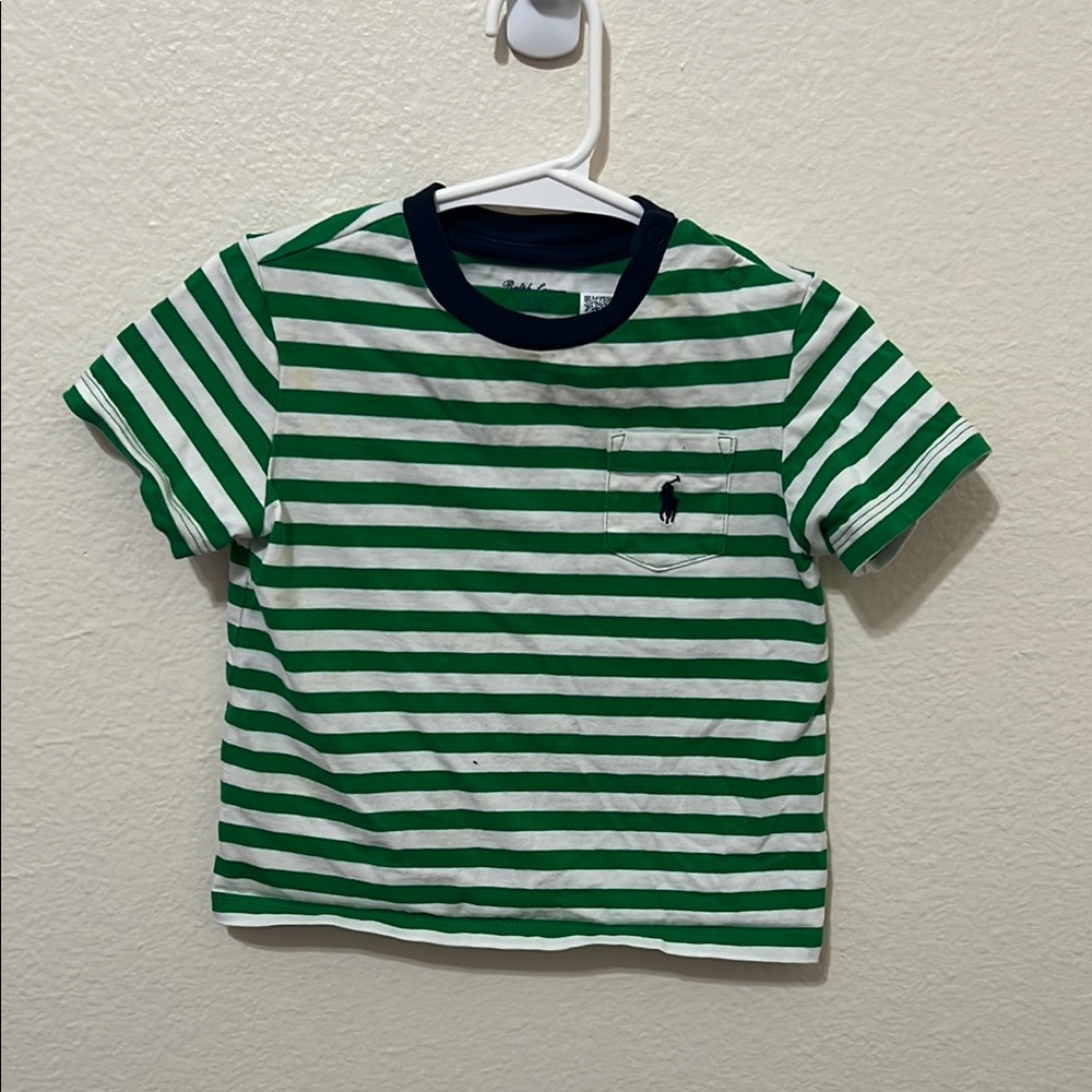 Ralph Lauren Striped Green and White Kids Shirt